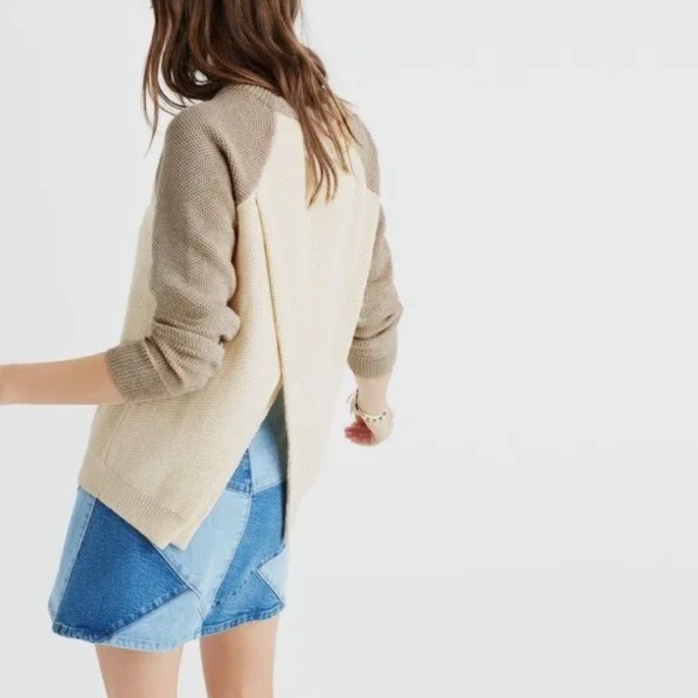 Madewell province cream cross back knit sweater